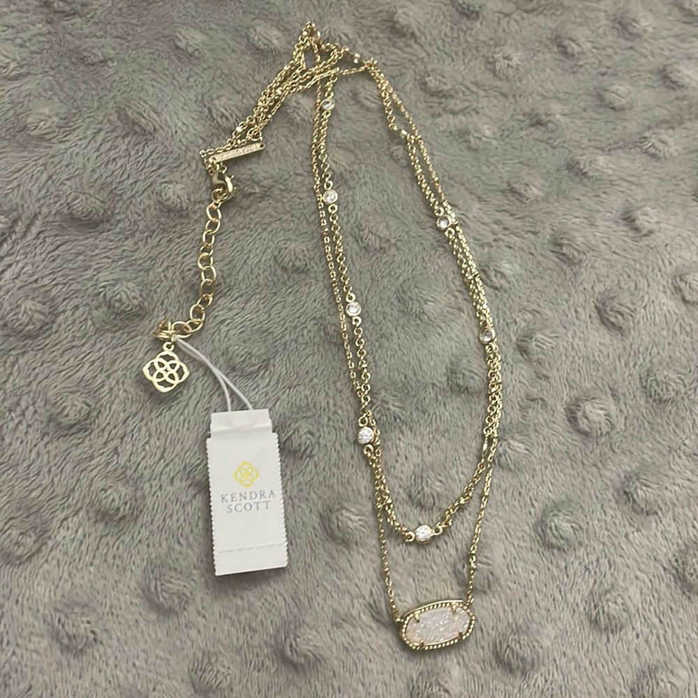 Elisa Multi Strand Necklace Gold Iridescent Drusy